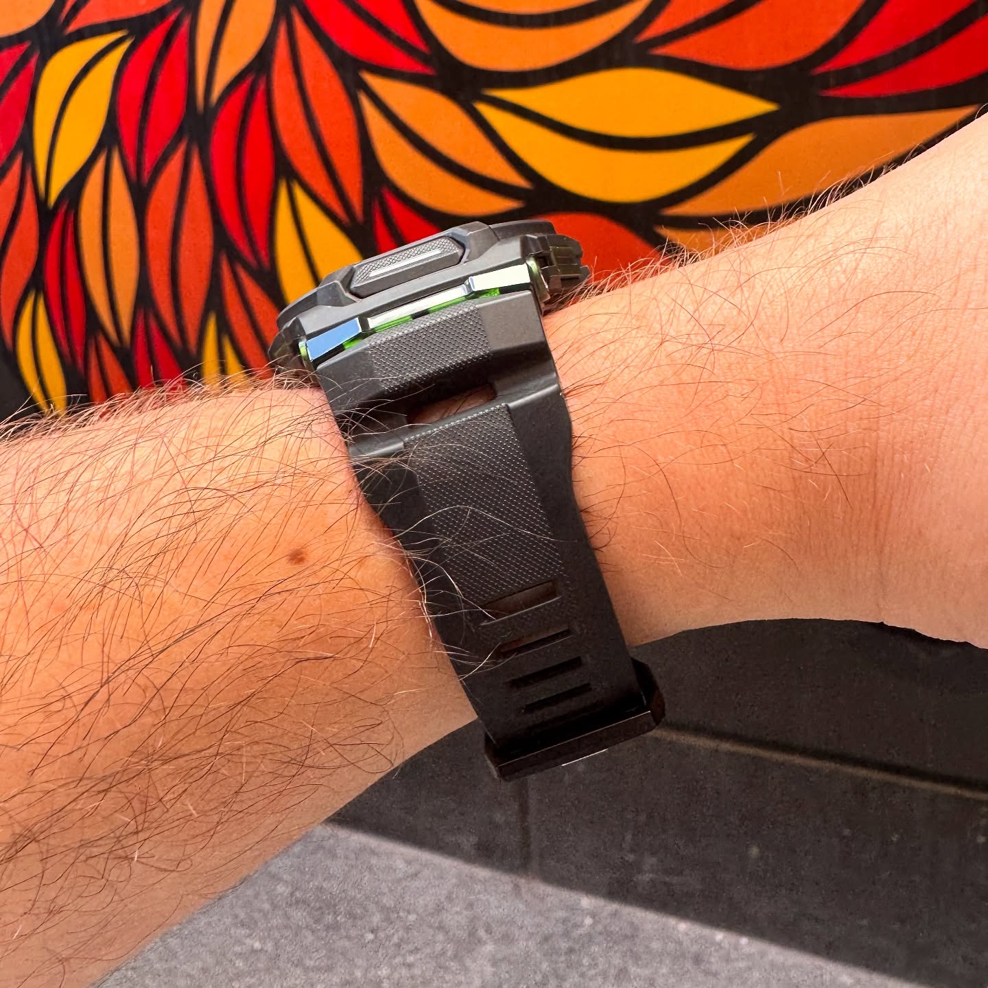 Side profile and strap view of the G-Shock GBD-200 on wrist
