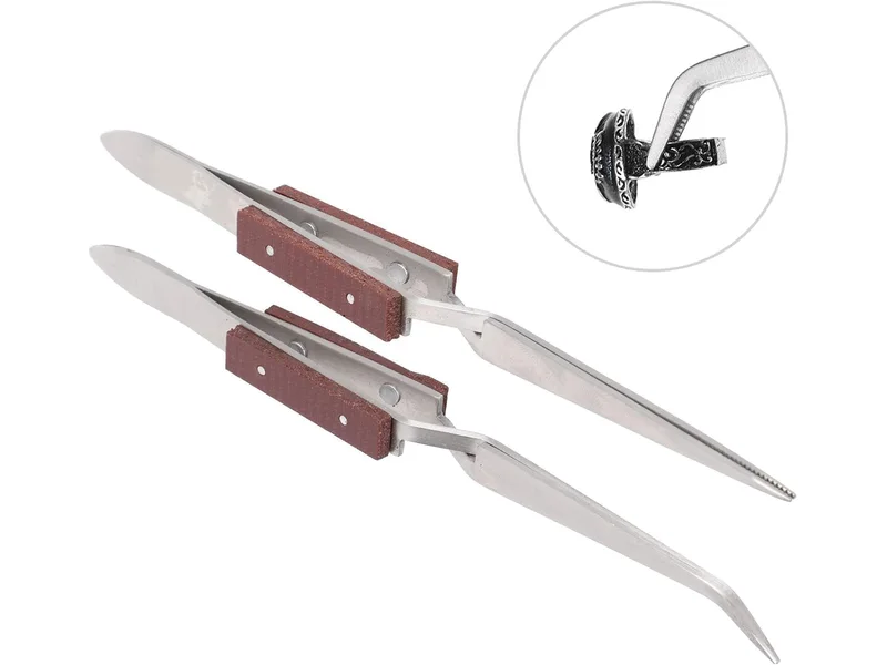 Cross-lock tweezers for holding small watch parts