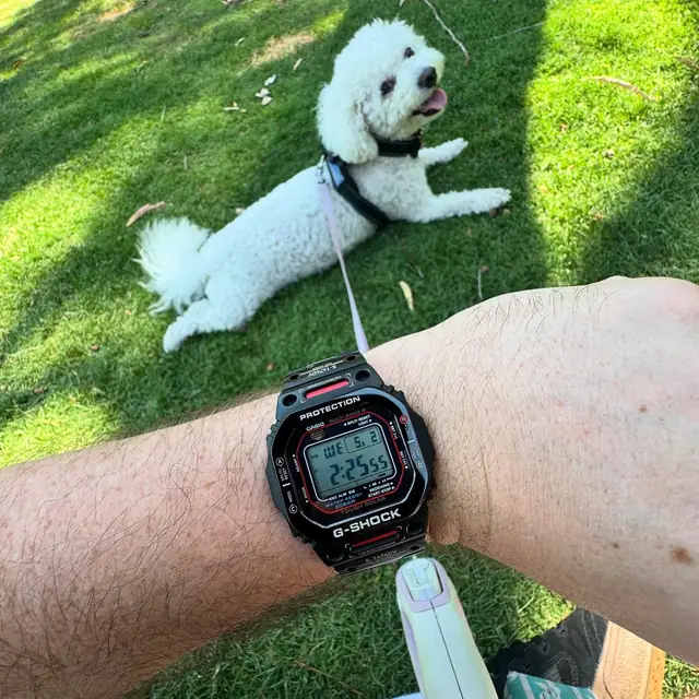 G-Shock GW-M5610U with a black Mecha metal upgrade worn outdoors