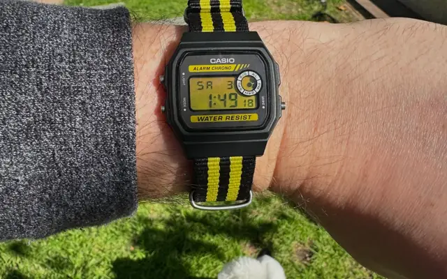 My finished Bumblebee V2 with the yellow filter and striped NATO. Several mods are shown together, so this isn’t the backlight change alone.